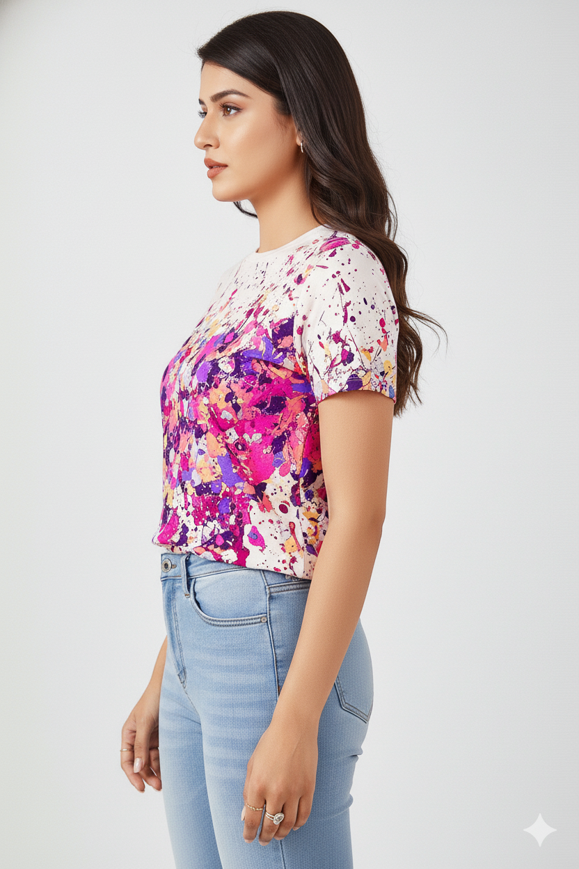 Urban Splash Printed T-Shirt – Pink Multi