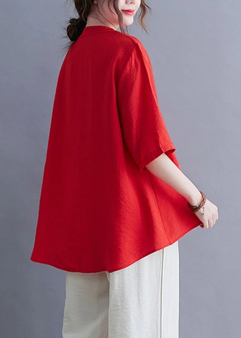 Rust Bloom Embroidered Cotton Top