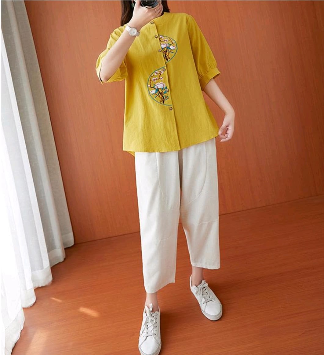 Sunbeam Harmony Embroidered Cotton Top