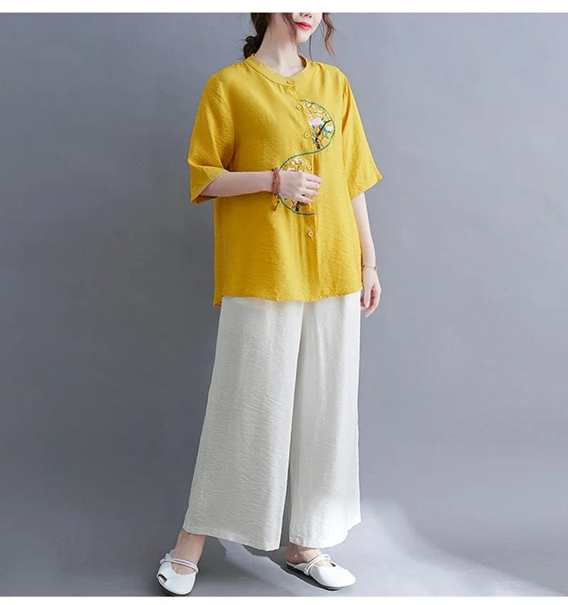 Sunbeam Harmony Embroidered Cotton Top