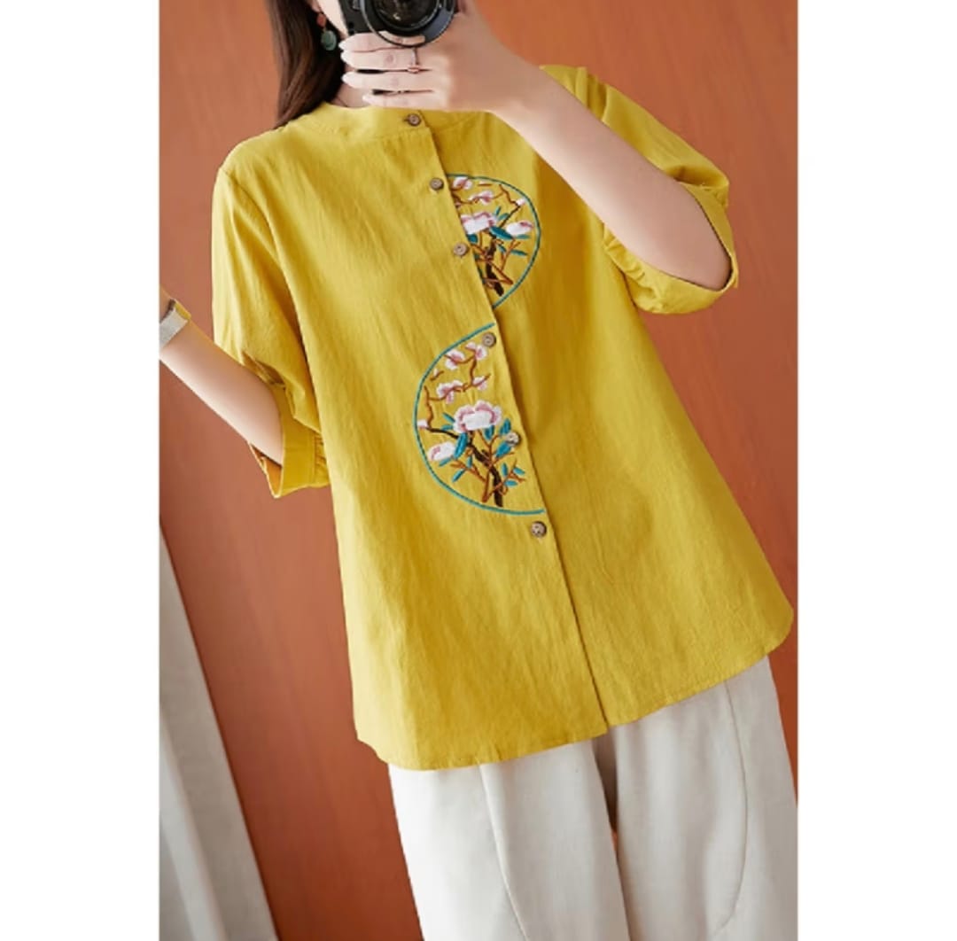 Sunbeam Harmony Embroidered Cotton Top