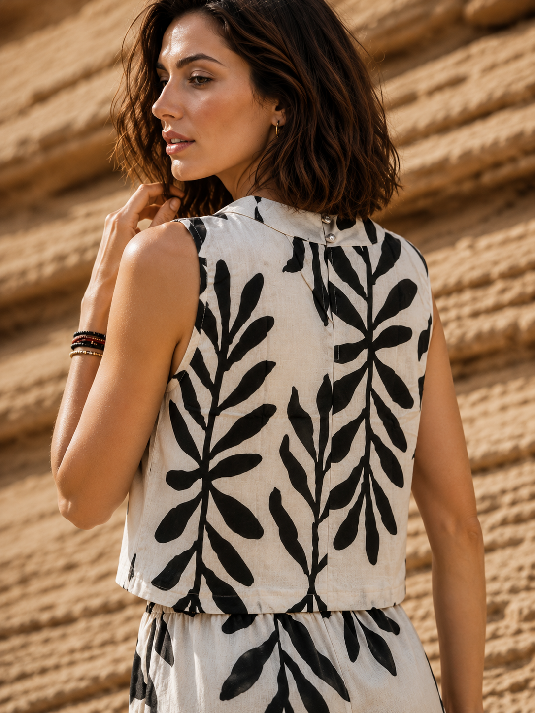Botanical Luxe Co-Ord Set – Ivory & Noir