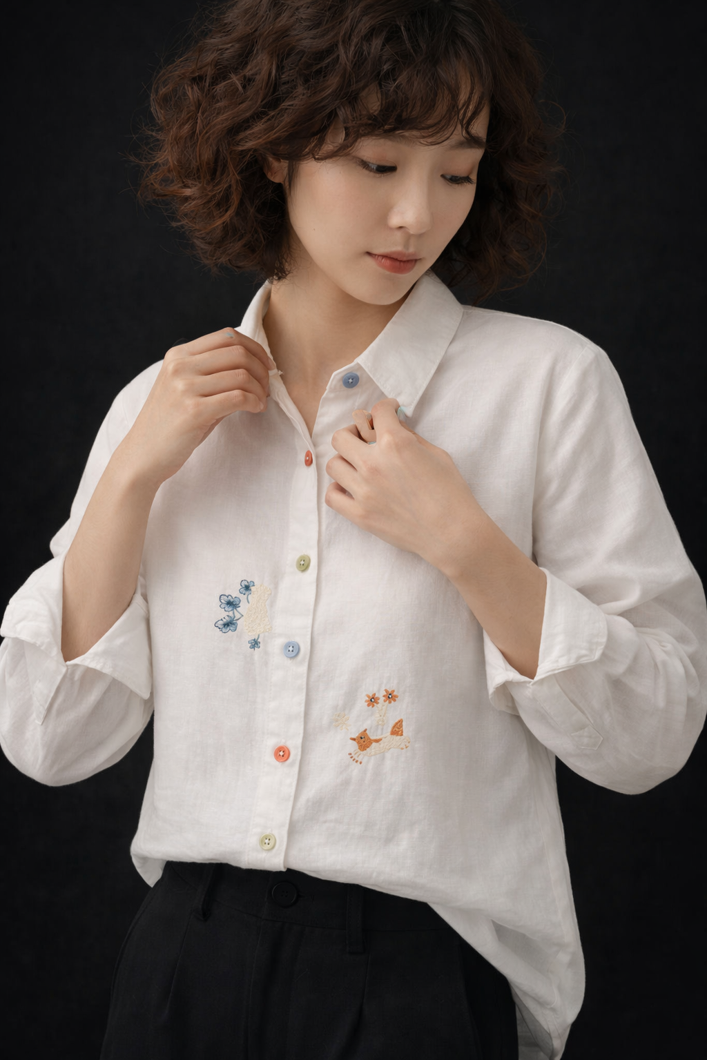 Playful Pals Embroidered Cotton Shirt