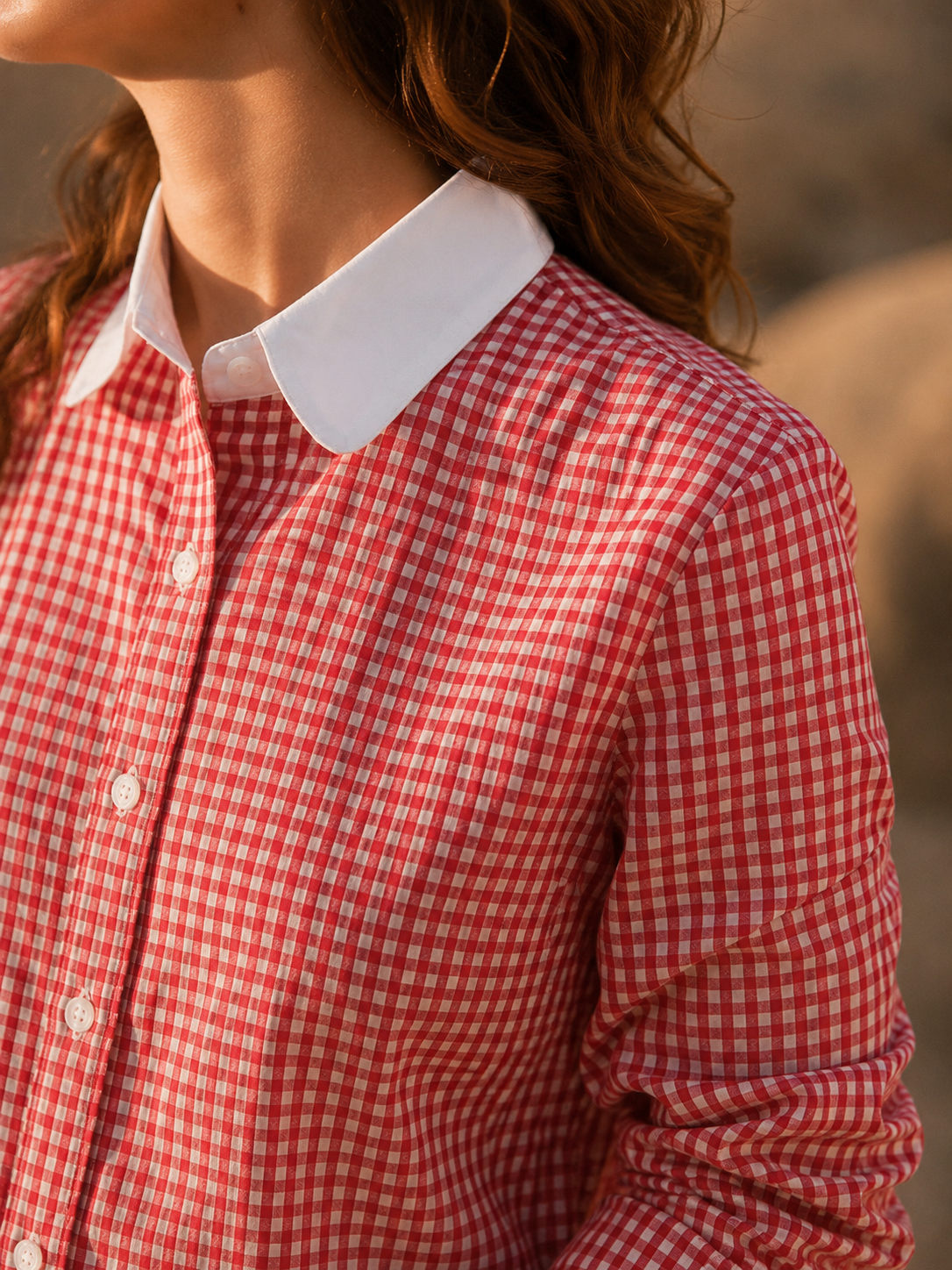 Women’s Gingham Button-Down Shirt