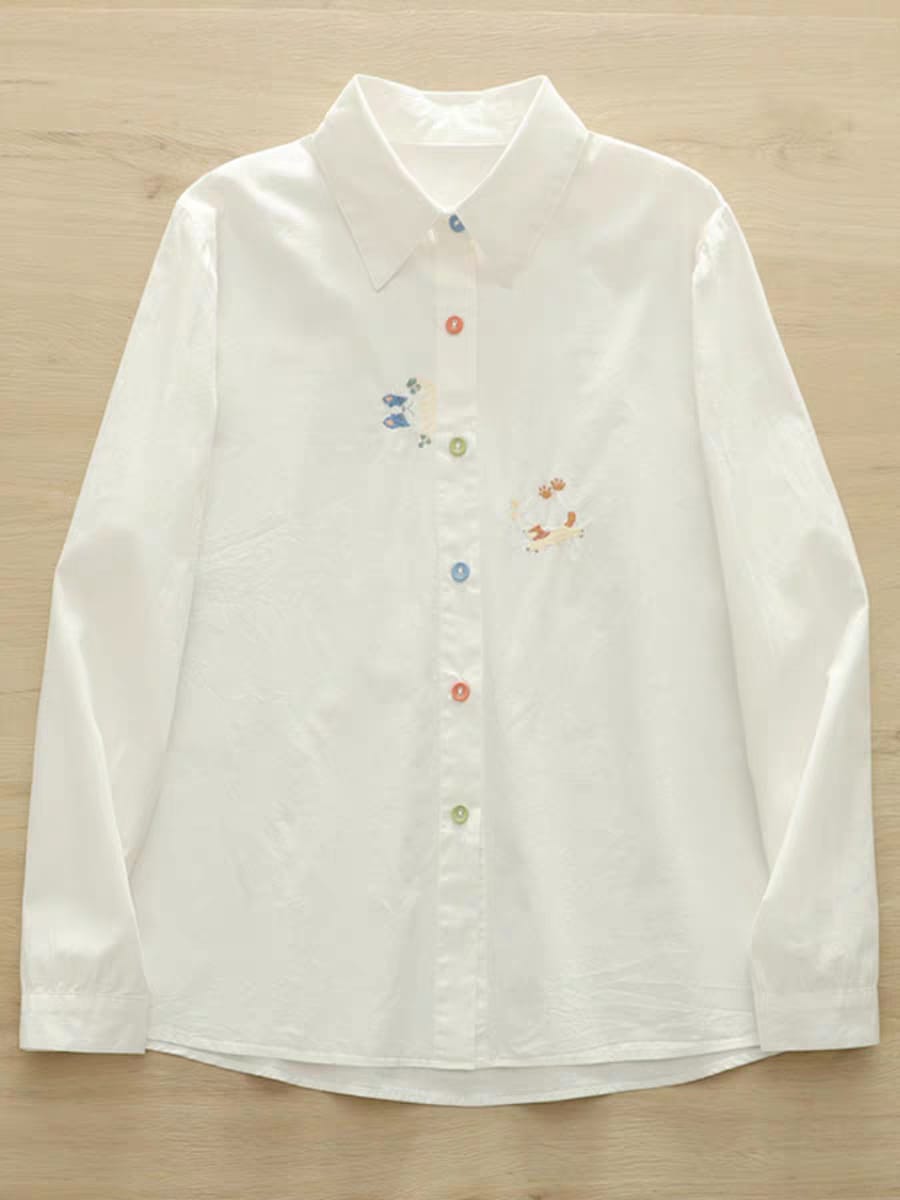 Playful Pals Embroidered Cotton Shirt