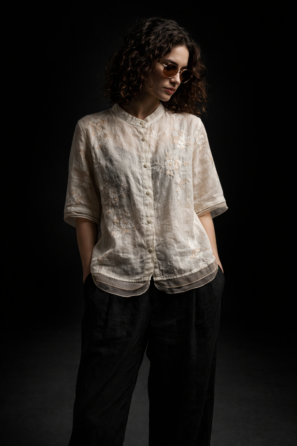 Ivory Whisper Embroidered Layered Top