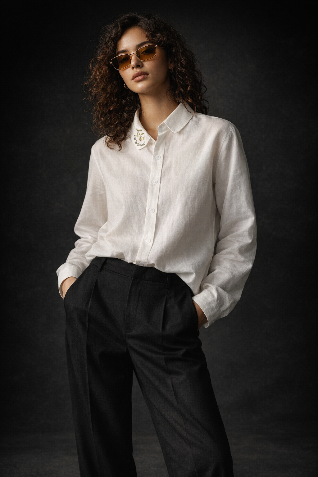 Leaf Whisper Minimalist Embroidered Shirt