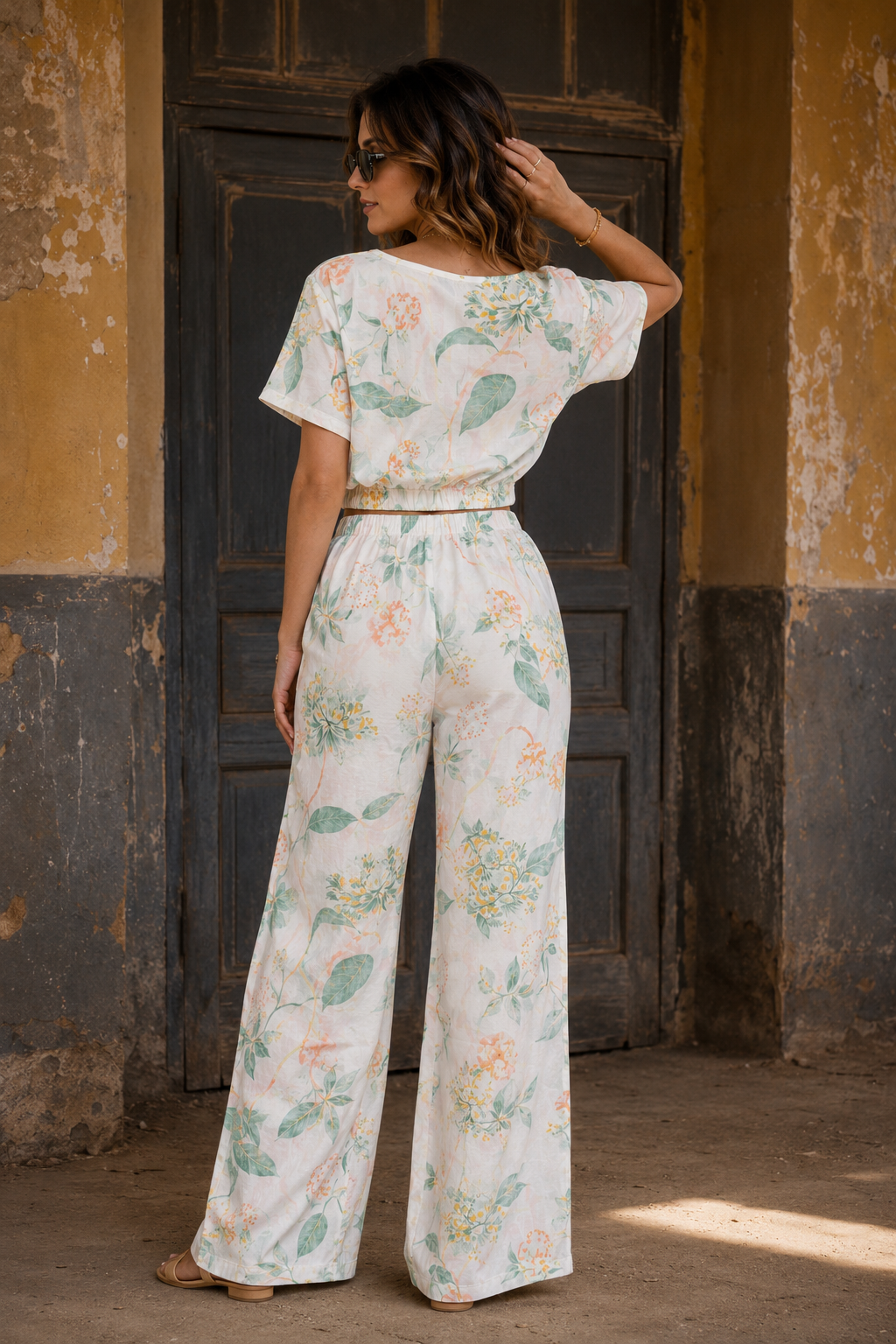 Summer Bloom Co-Ord Set – Floral Ivory