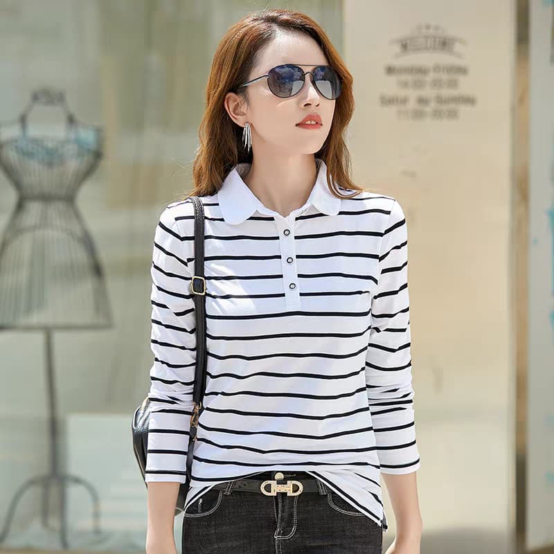 Riviera Stripe Elegance polo T-shirt