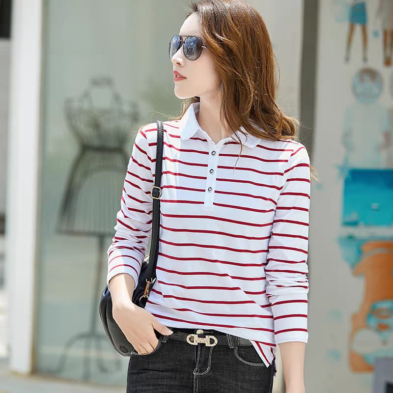 Women’s Striped Polo T-Shirt