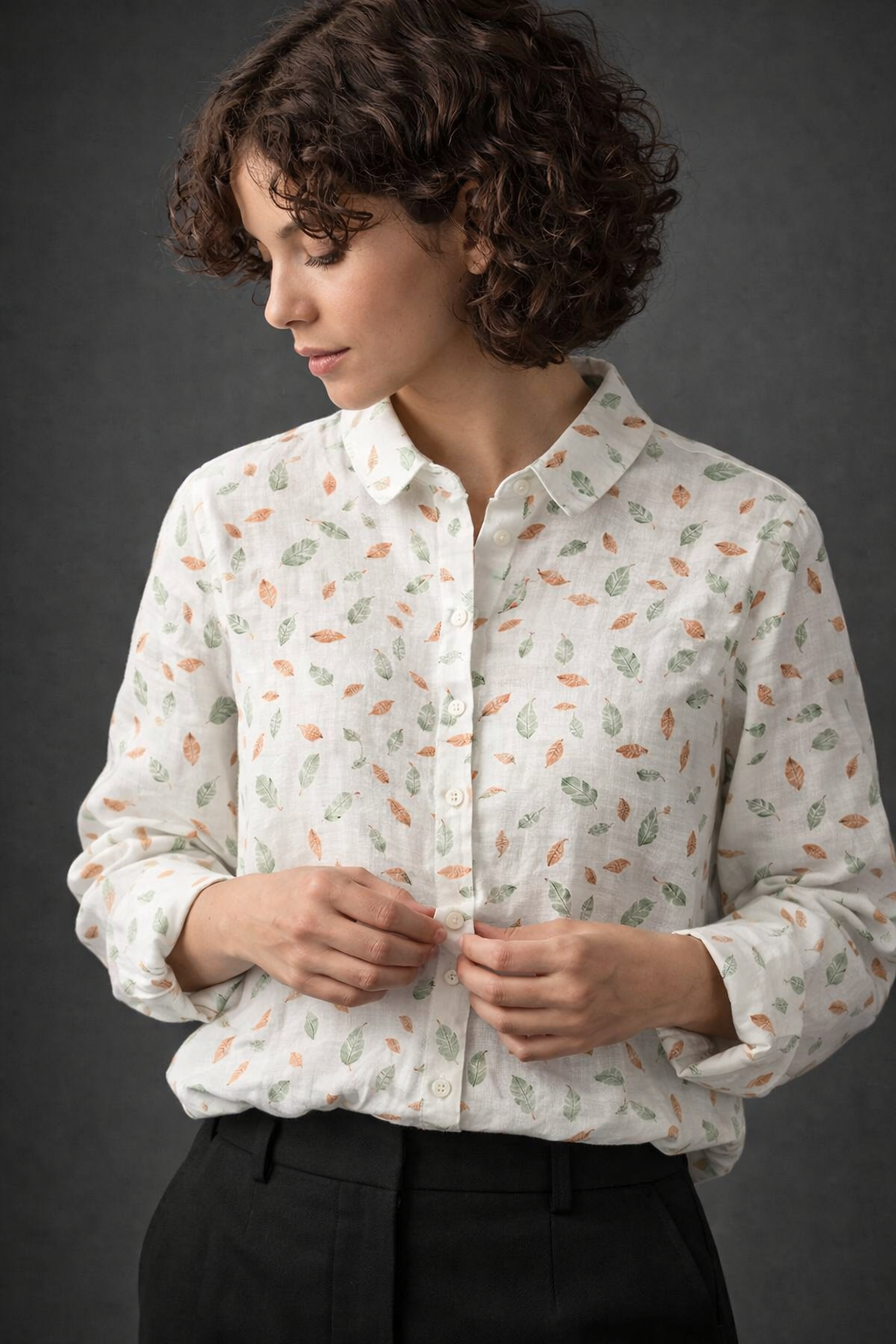 Whisper Leaves Printed Shirt – For Women