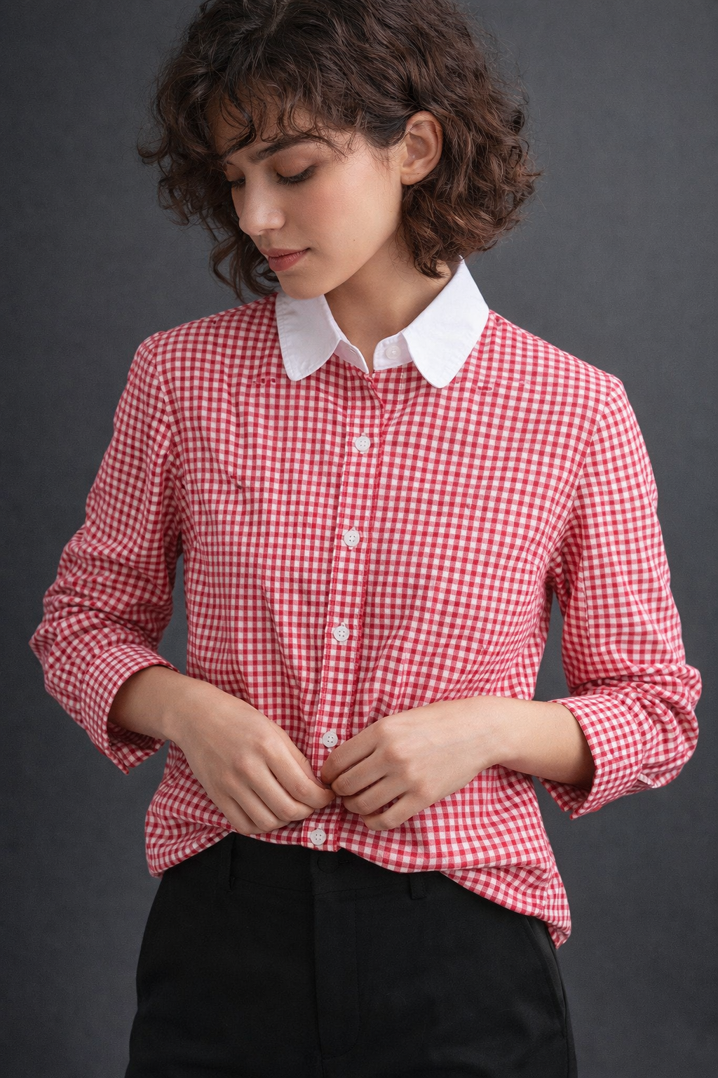 Women’s Gingham Button-Down Shirt