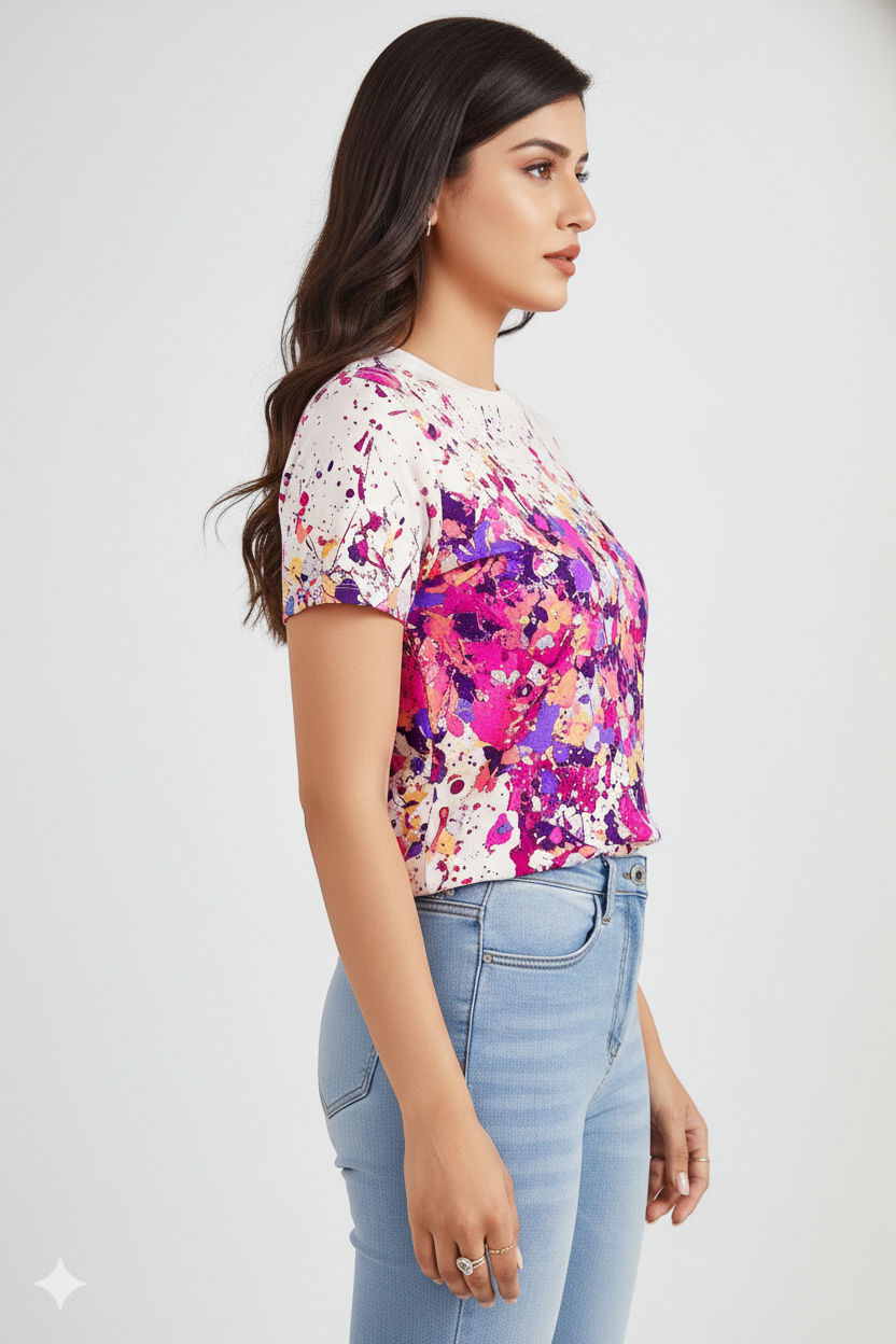 Urban Splash Printed T-Shirt – Pink Multi