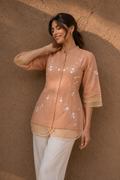 Amber Bloom Embroidered Layered Top