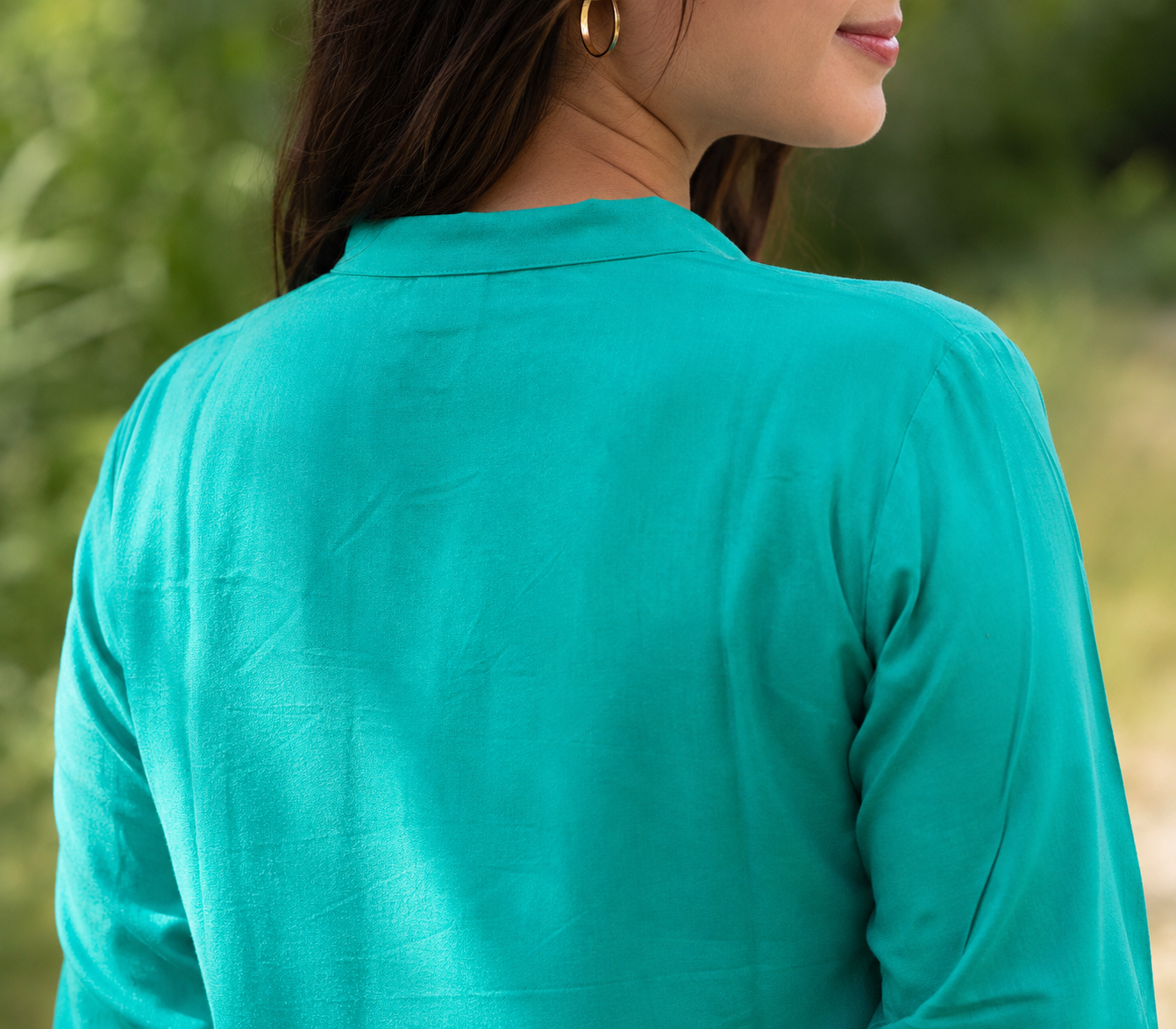 Aqua Bloom Embroidered Cotton Top