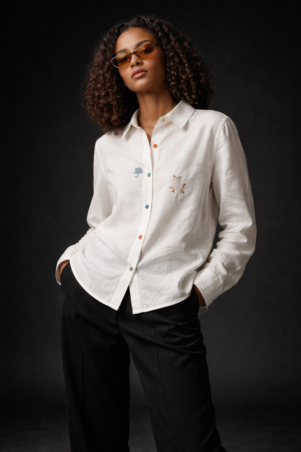 Playful Pals Embroidered Cotton Shirt