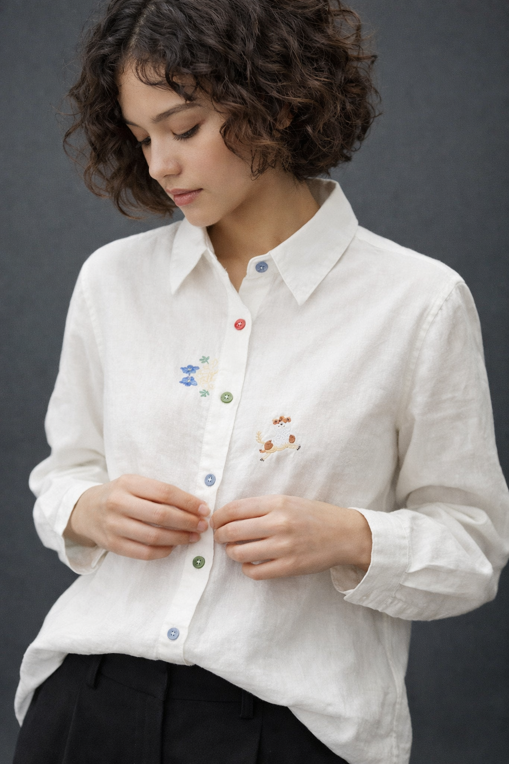 Playful Pals Embroidered Cotton Shirt
