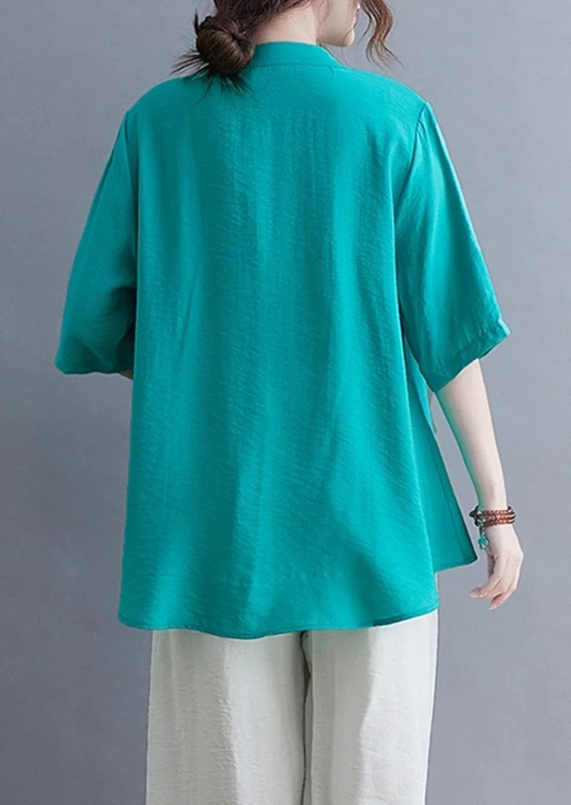 Aqua Bloom Embroidered Cotton Top