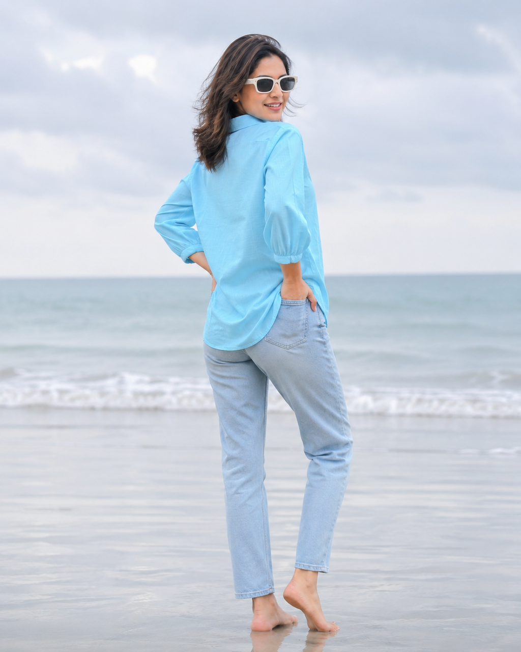 Blossom Breeze Embroidered Cotton Shirt