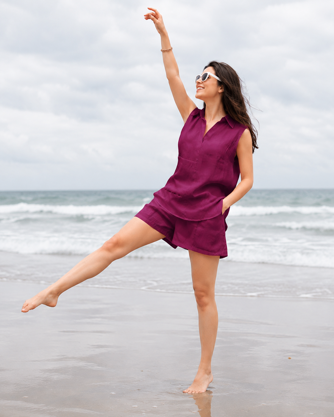 Summer Luxe Sleeveless Co-Ord Set – Wine