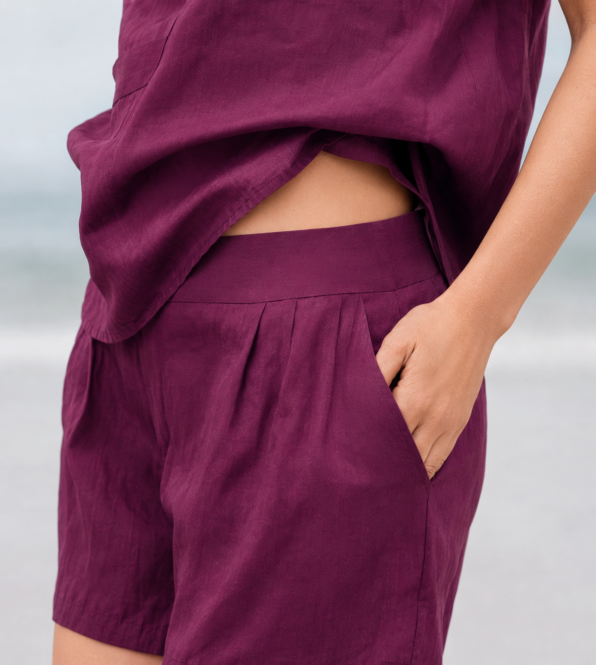 Summer Luxe Sleeveless Co-Ord Set – Wine