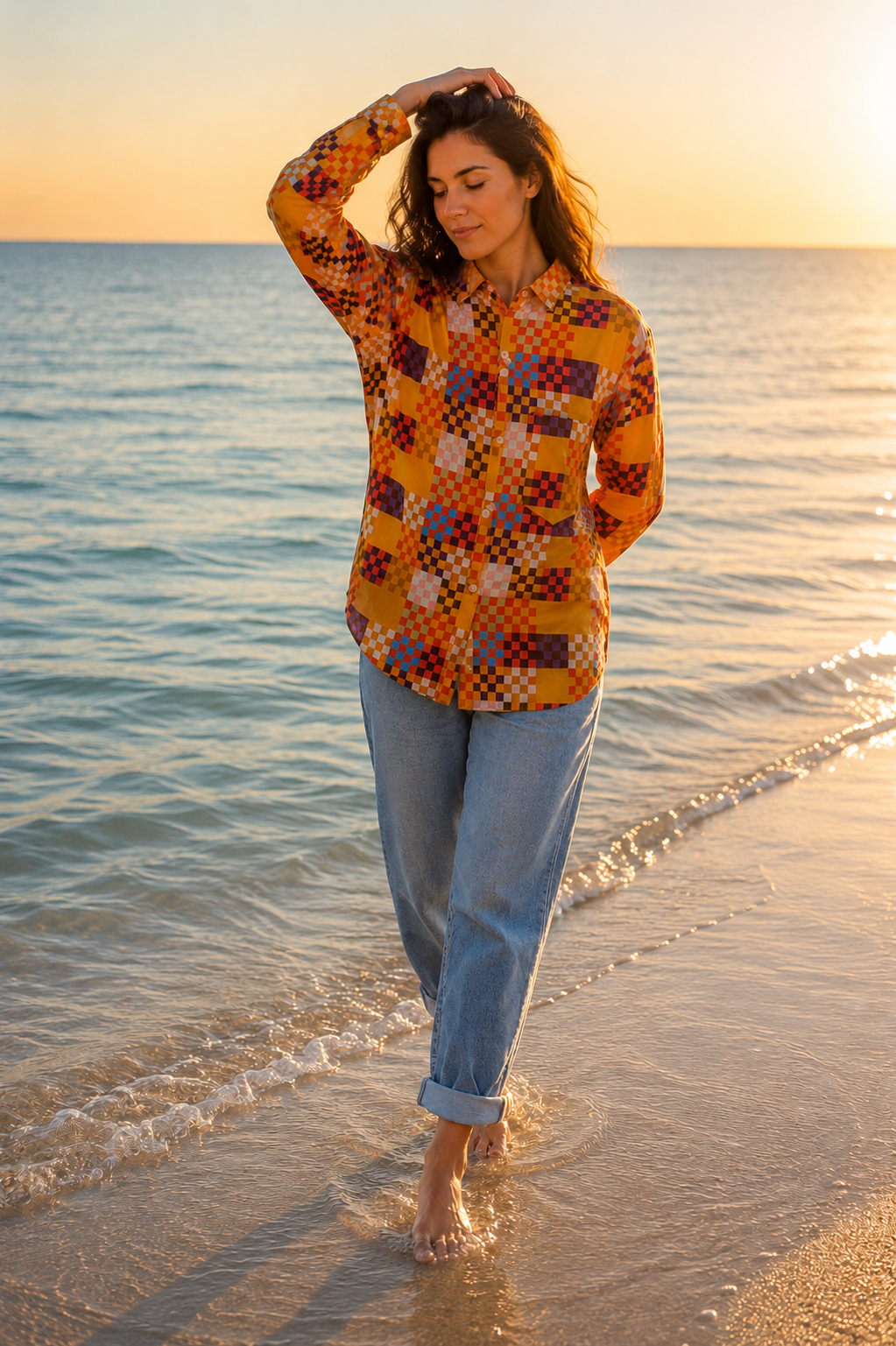 Pixel Pop Printed Shirt – For Women