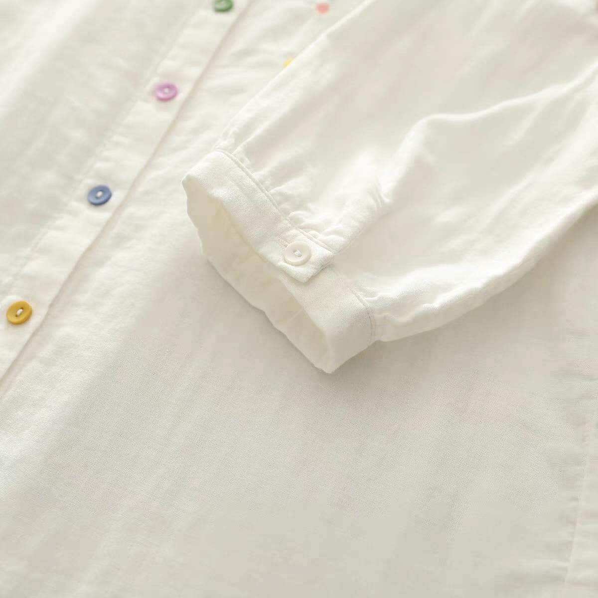 Meadow Mist Shirt  Playful Elegance in Pastel Stitches