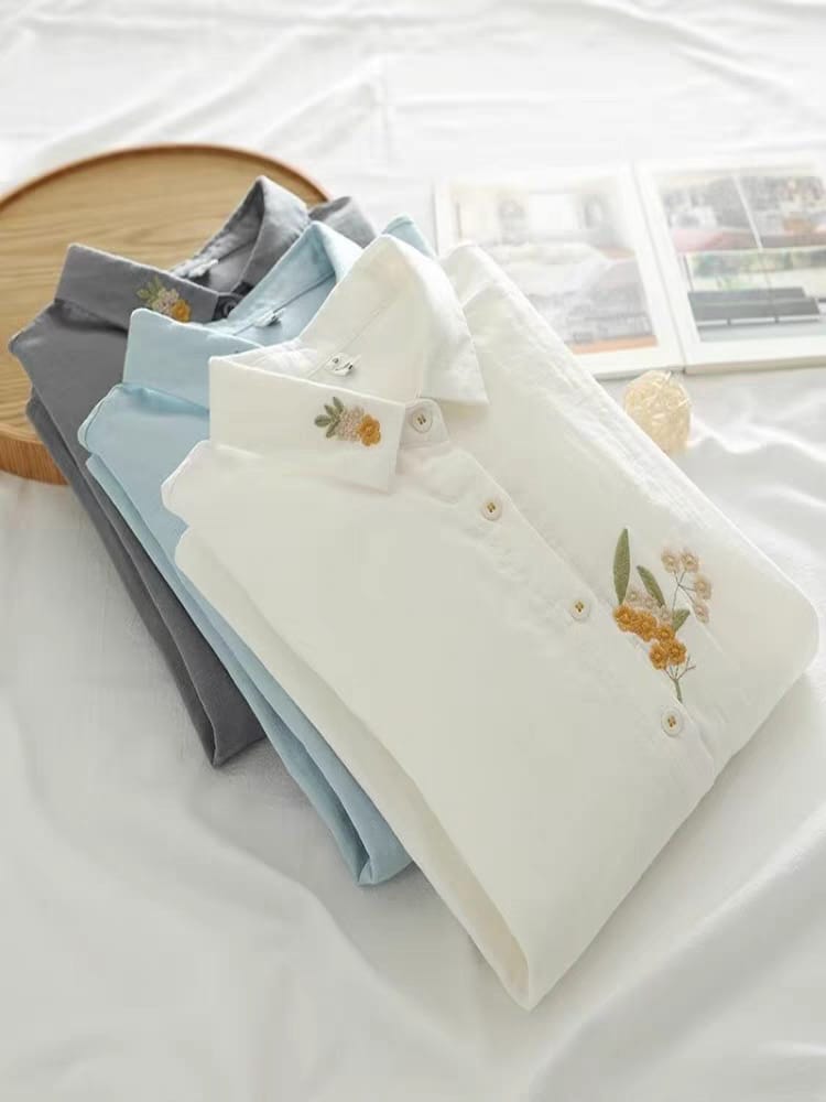 Blossom Buds Embroidered Shirt