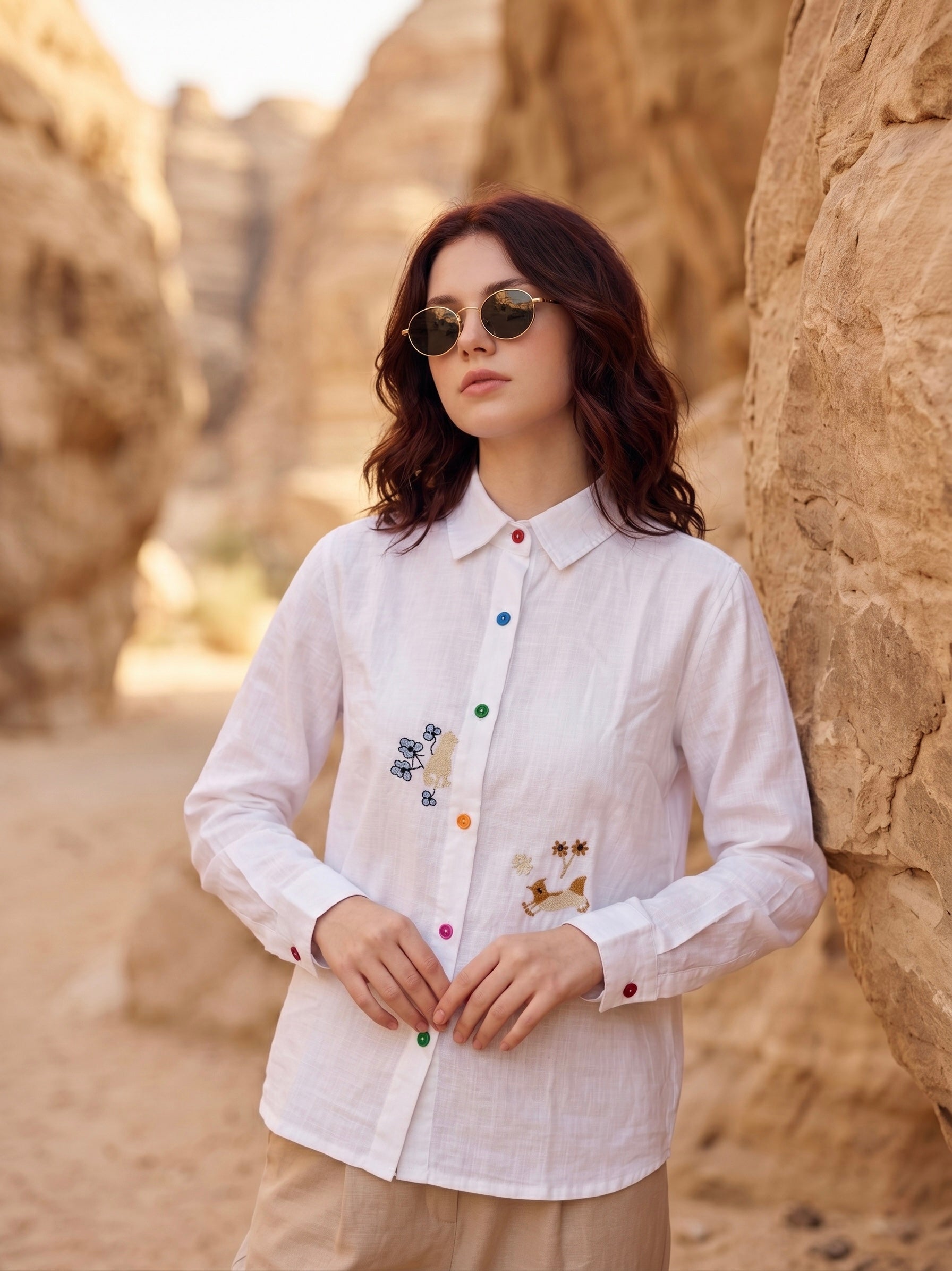 Playful Pals Embroidered Cotton Shirt