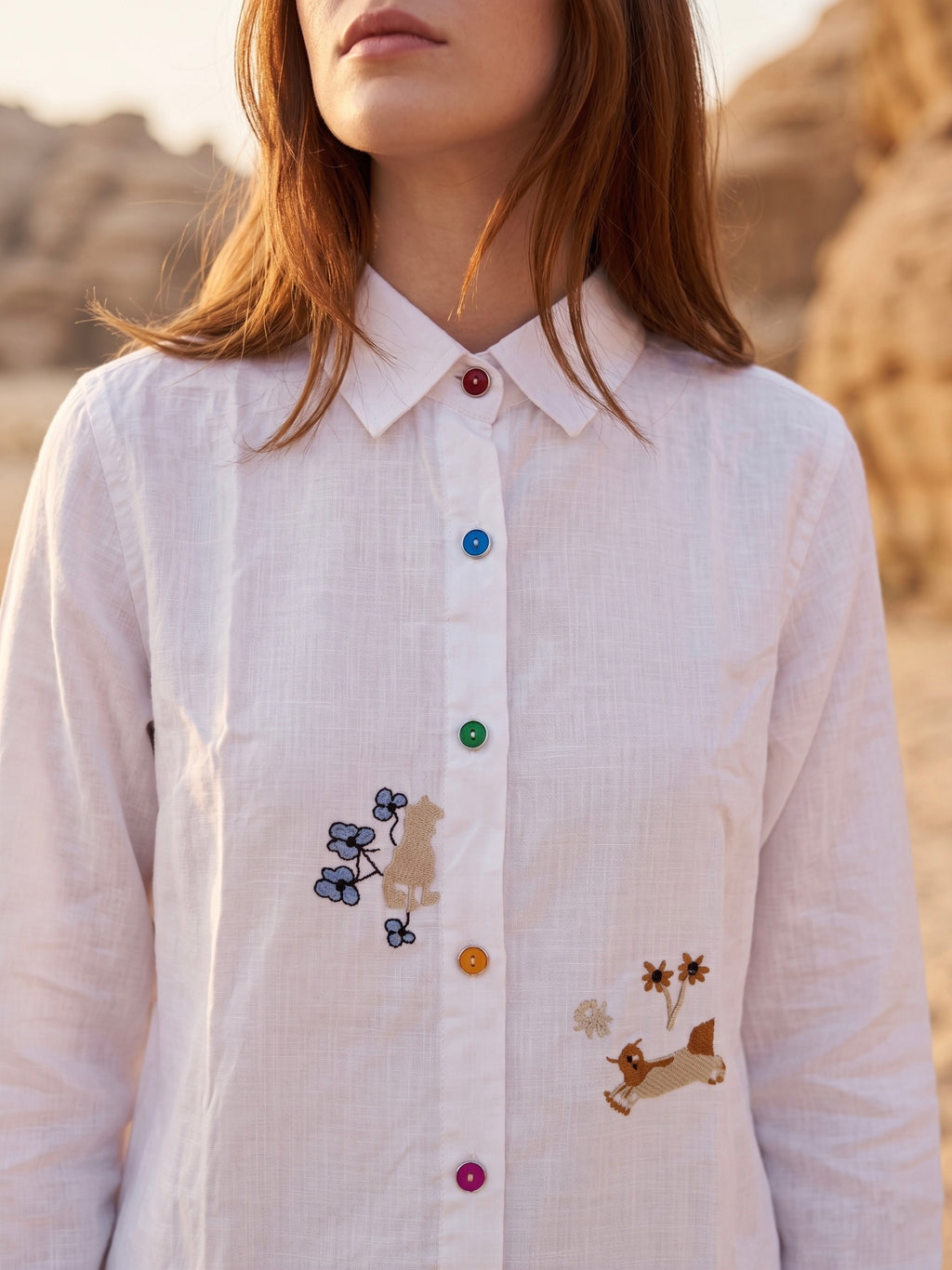 Playful Pals Embroidered Cotton Shirt