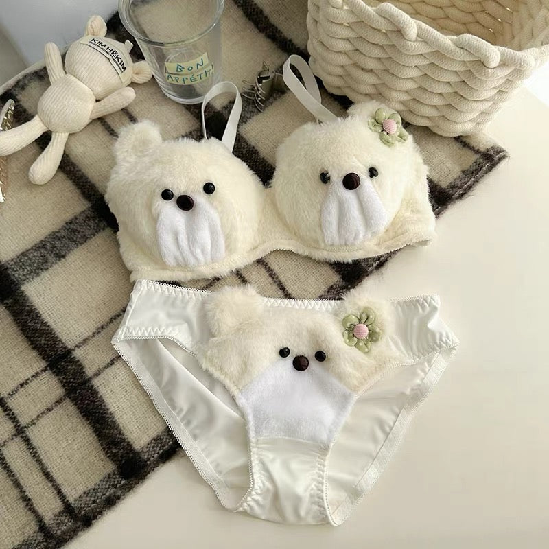 Teddy Bear Plush Lingerie White Set – For Varnelle