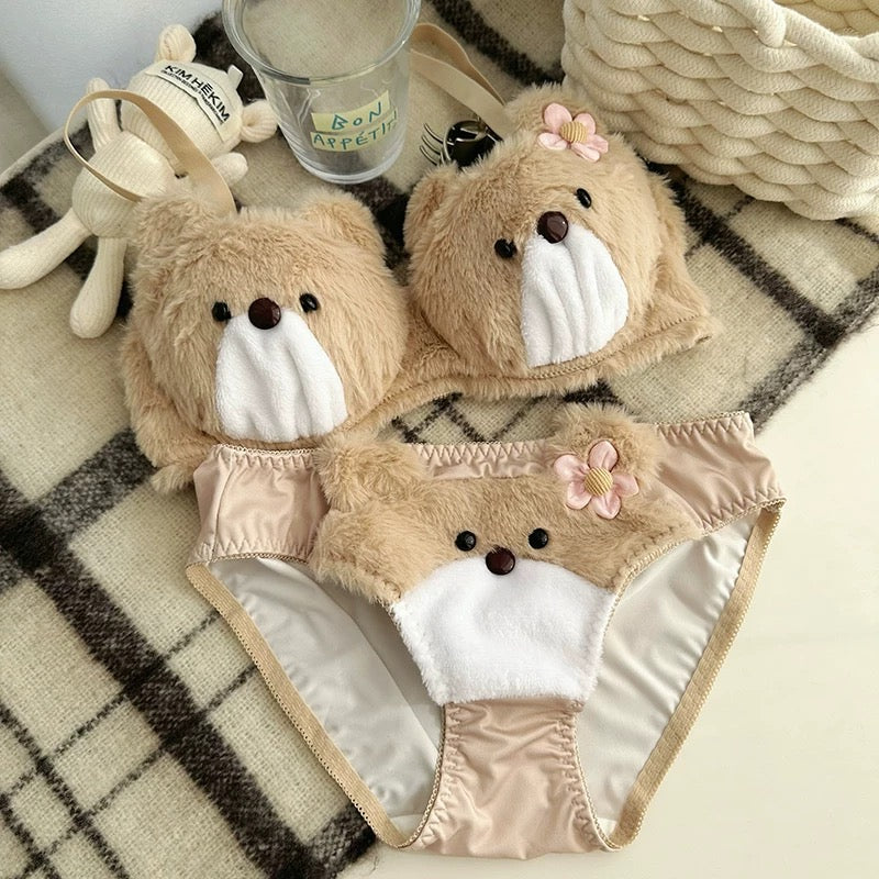 Varnelle – Plush Teddy Bear Lingerie Beige Set