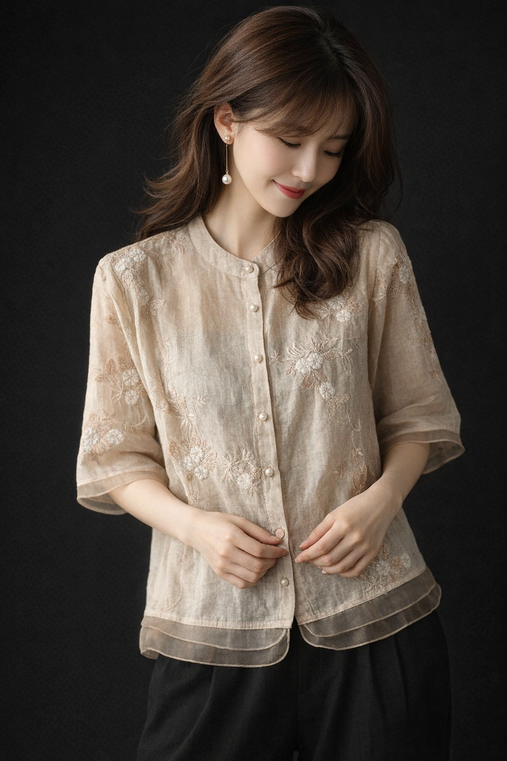 Ivory Whisper Embroidered Layered Top