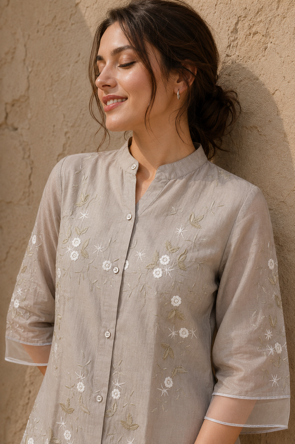 Ivory Whisper Embroidered Layered Top