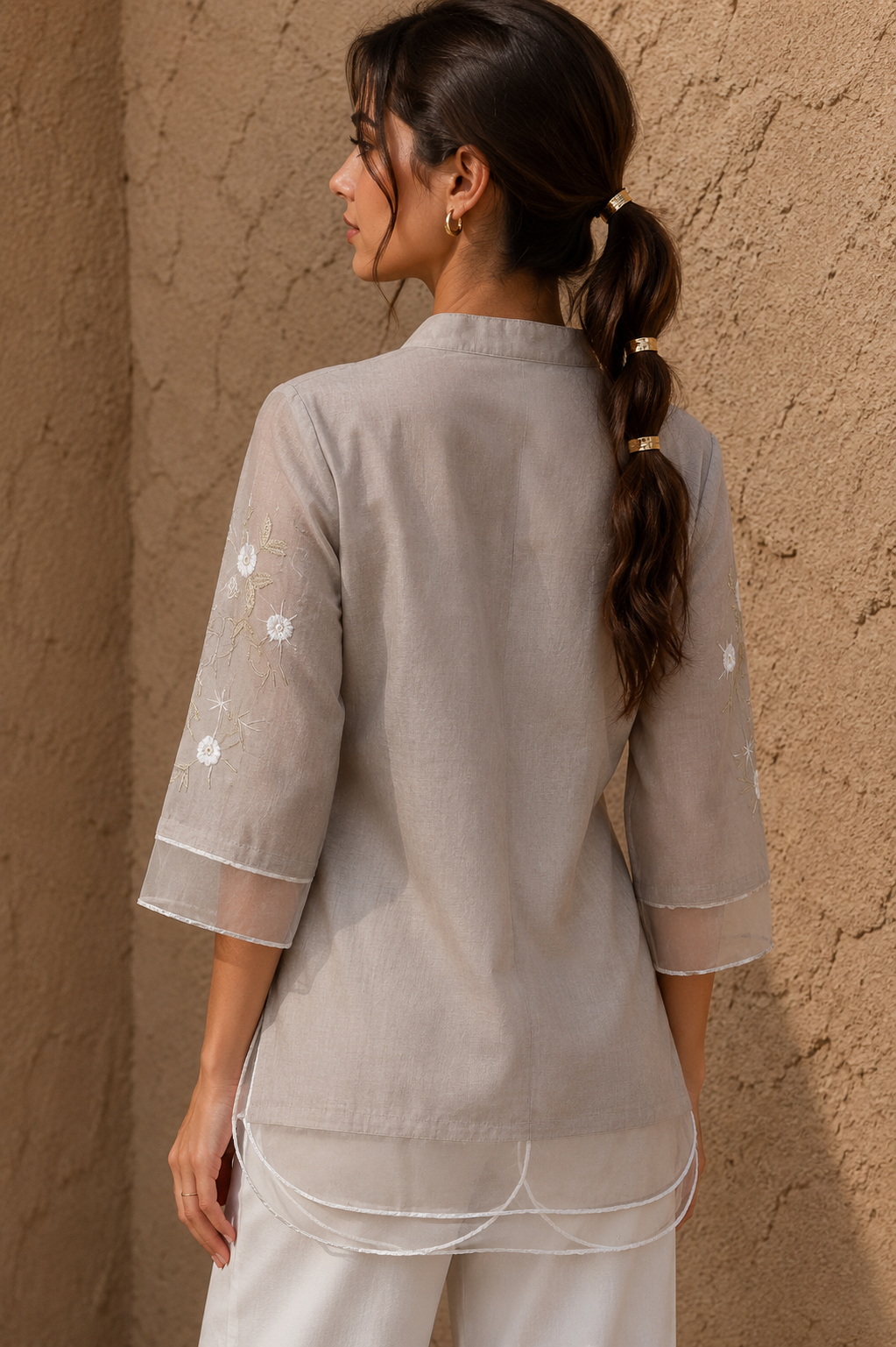 Ivory Whisper Embroidered Layered Top