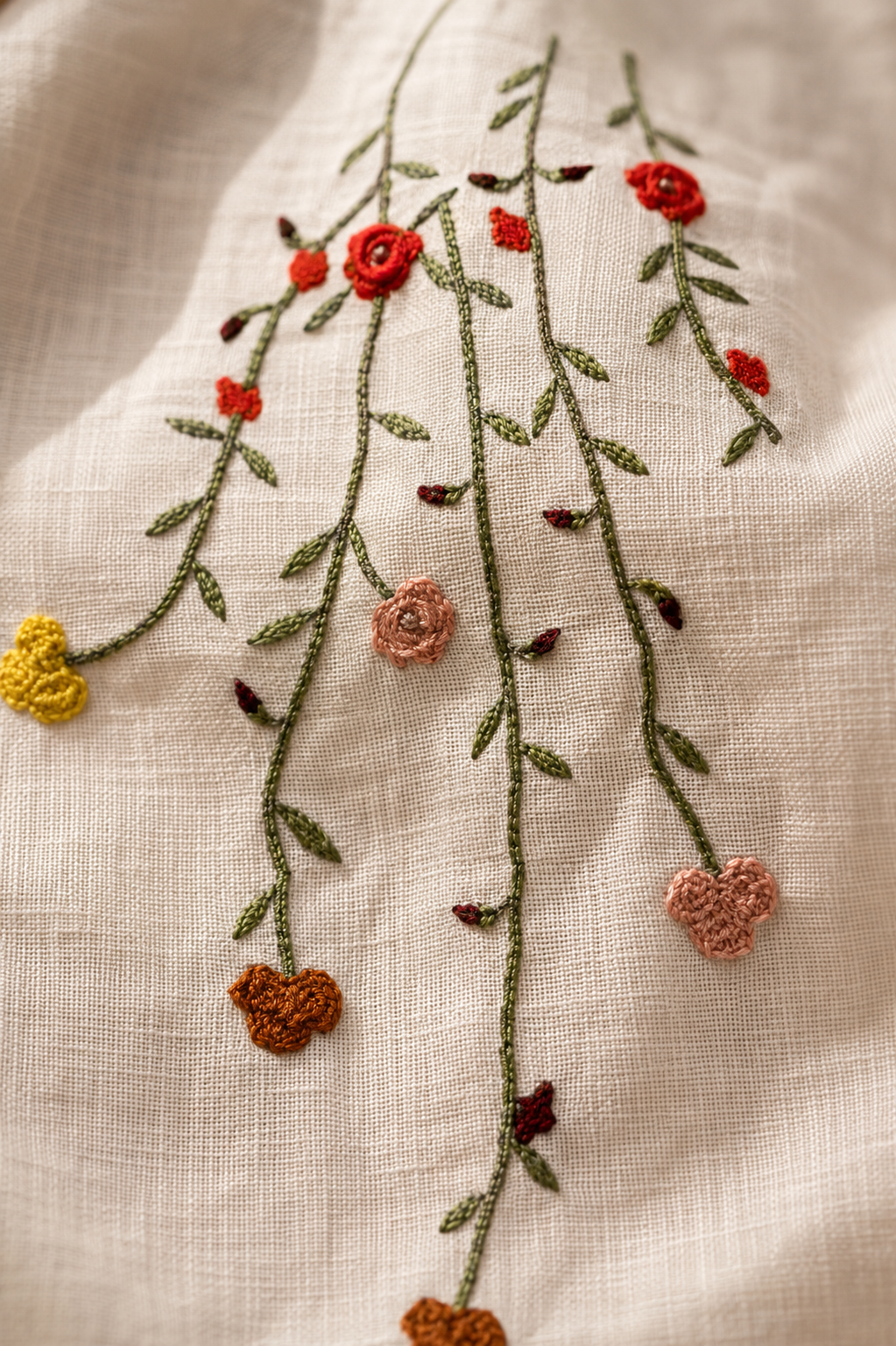 Meadow Mist Shirt  Playful Elegance in Pastel Stitches