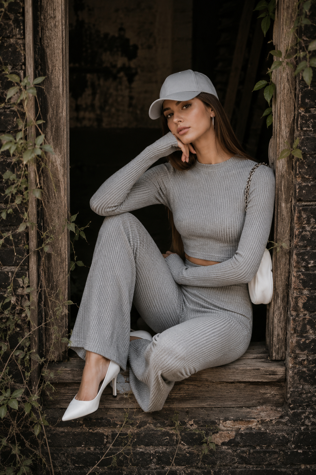 Sculpt Rib Co-Ord Set – Heather Grey