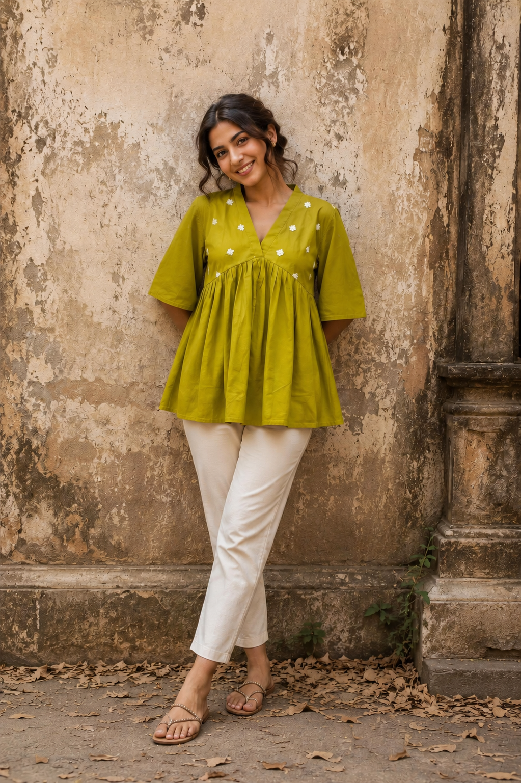 Olive Grace Embroidered Tunic Top