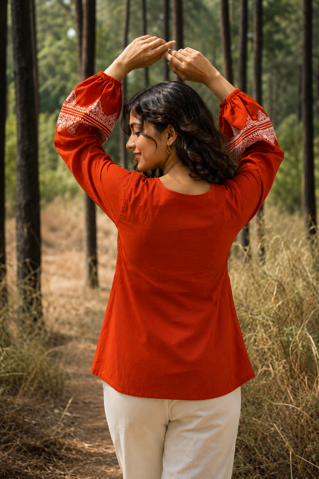 Rust Heritage Embroidery Tunic Top