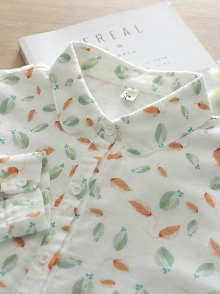 Whisper Leaves Printed Shirt – For Women
